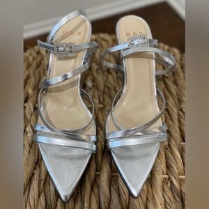 Elegant Silver Strappy Heels NEW